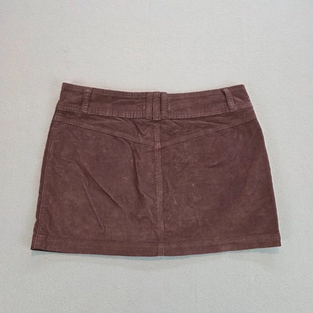 We the Free by Free People Brown Academia Corduroy Mini Skirt Button Front sz 28 - Picture 4 of 10